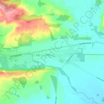 Coalgate topographic map, elevation, terrain