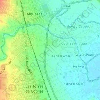 Cotillas topographic map, elevation, terrain