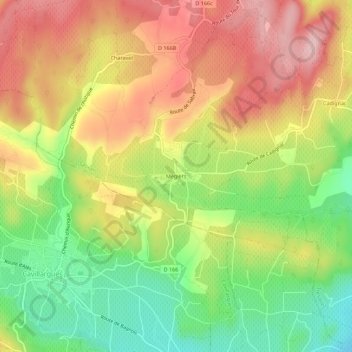 Mégiers topographic map, elevation, terrain