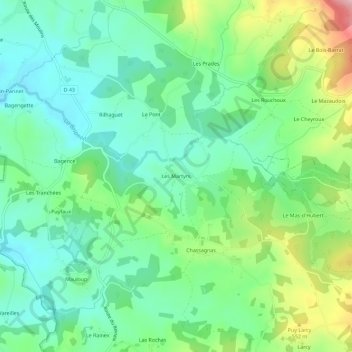 Les Martyrs topographic map, elevation, terrain