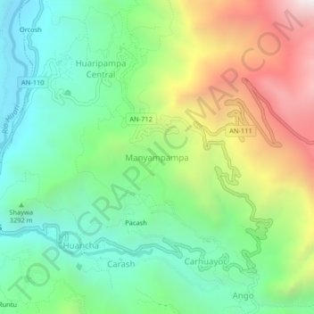 Manyampampa topographic map, elevation, terrain
