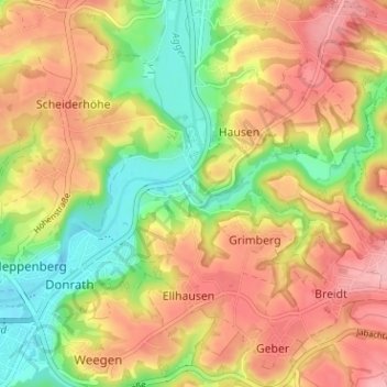 Kreuznaaf topographic map, elevation, terrain