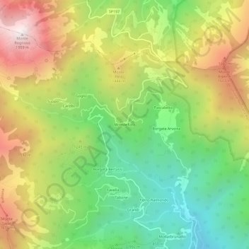 Mompellato topographic map, elevation, terrain