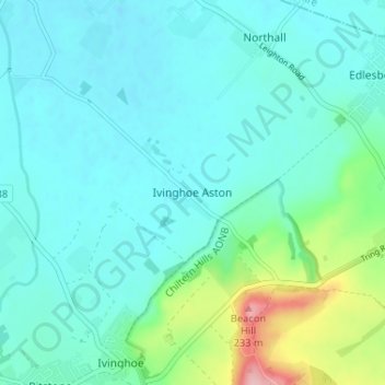 Ivinghoe Aston topographic map, elevation, terrain