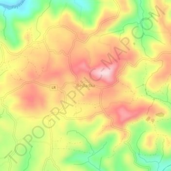 Bedadka topographic map, elevation, terrain