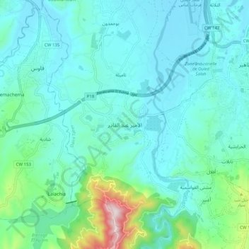 Emir Abdelkader topographic map, elevation, terrain