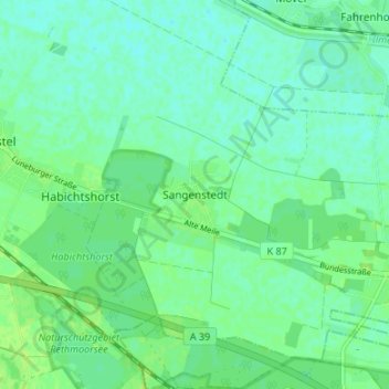 Sangenstedt topographic map, elevation, terrain