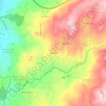 Casadela topographic map, elevation, terrain
