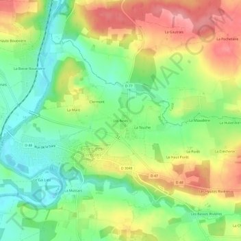 Les Noës topographic map, elevation, terrain