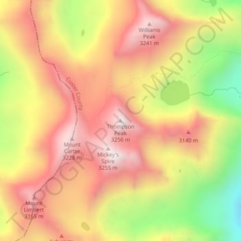 Thompson Peak topographic map, elevation, terrain