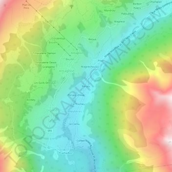 Périasc topographic map, elevation, terrain