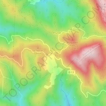 Col de Fourtou topographic map, elevation, terrain