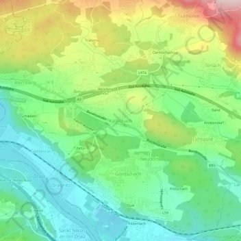Kaltschach topographic map, elevation, terrain