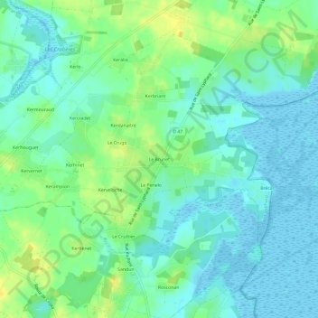Le Brunet topographic map, elevation, terrain