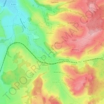 Dillian topographic map, elevation, terrain