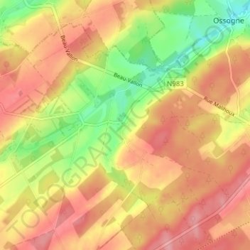 Montegnet topographic map, elevation, terrain
