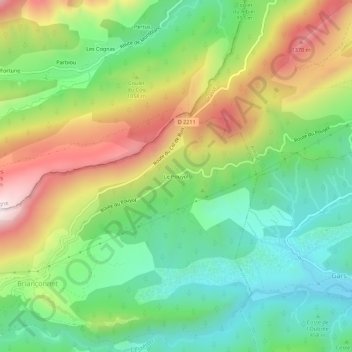 Le Pouyol topographic map, elevation, terrain
