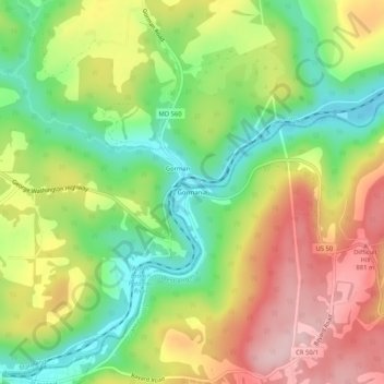 Gormania topographic map, elevation, terrain