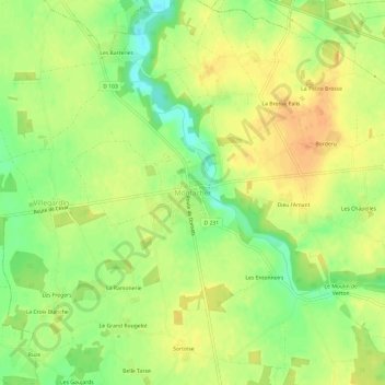Montacher topographic map, elevation, terrain