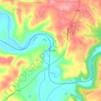 Buhls Station topographic map, elevation, terrain