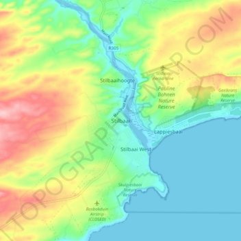 Stilbaai topographic map, elevation, terrain