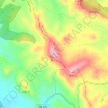 Cercal topographic map, elevation, terrain