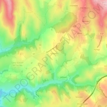 Le Palais topographic map, elevation, terrain