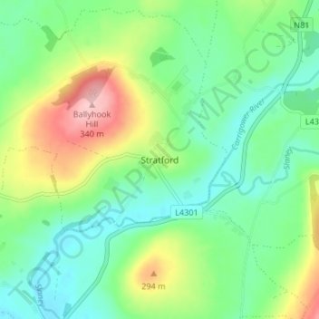 Stratford topographic map, elevation, terrain
