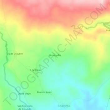 Huasquilla topographic map, elevation, terrain