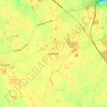 Scholen topographic map, elevation, terrain