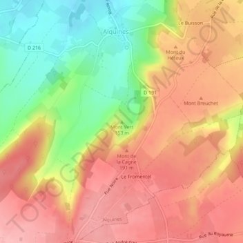 Mont Vert topographic map, elevation, terrain