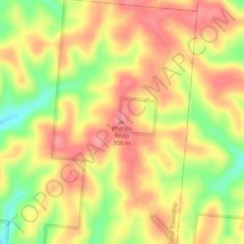 Phillips Knob topographic map, elevation, terrain