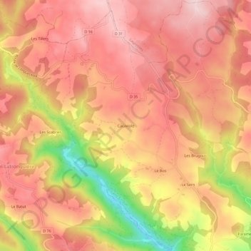 Cacaviole topographic map, elevation, terrain