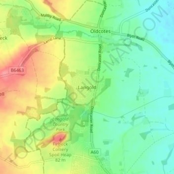 Langold topographic map, elevation, terrain
