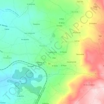 Cascarreira topographic map, elevation, terrain