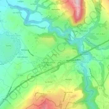 Chède topographic map, elevation, terrain