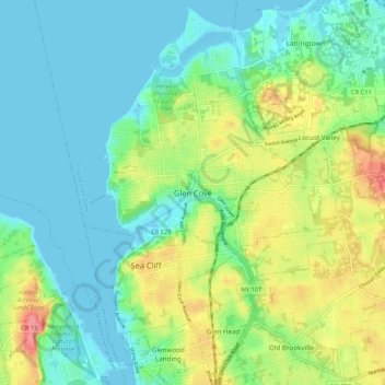 Glen Cove topographic map, elevation, terrain