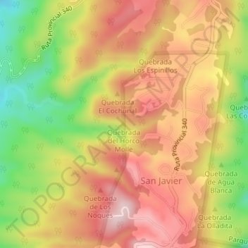 Quebrada del Horco Molle topographic map, elevation, terrain