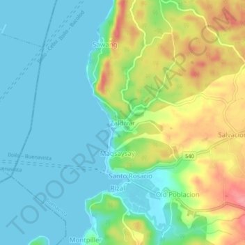 Zaldivar topographic map, elevation, terrain