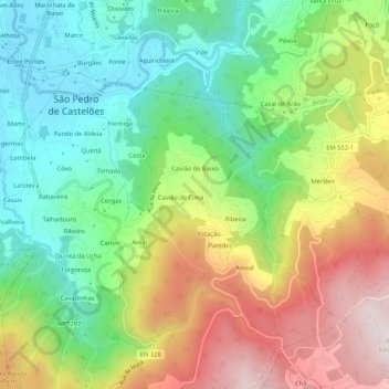 Cavião de Cima topographic map, elevation, terrain