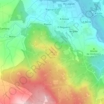 O Cordal topographic map, elevation, terrain