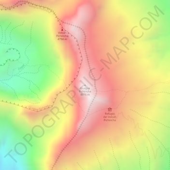 Guagua Pichincha topographic map, elevation, terrain