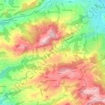 Kaien topographic map, elevation, terrain