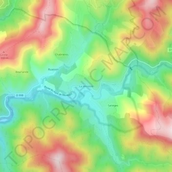 La Vernède topographic map, elevation, terrain