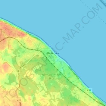 Hellebæk topographic map, elevation, terrain