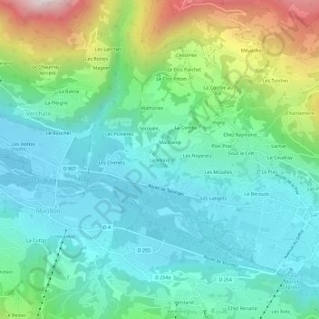 Le Villard topographic map, elevation, terrain