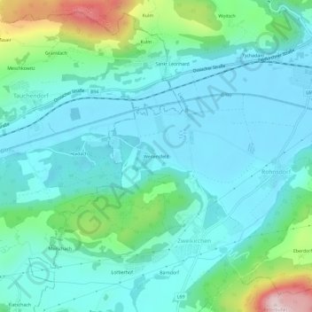 Weitensfeld topographic map, elevation, terrain