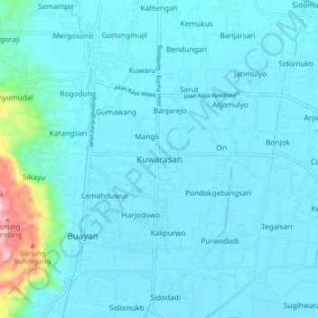 Kuwarasan topographic map, elevation, terrain