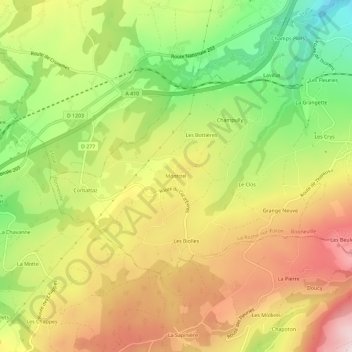 Montizel topographic map, elevation, terrain