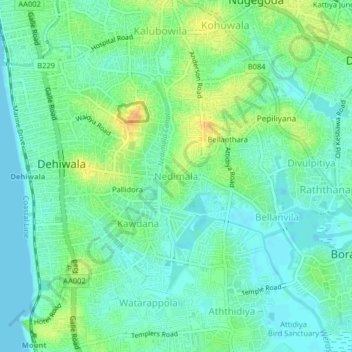 Nedimala topographic map, elevation, terrain